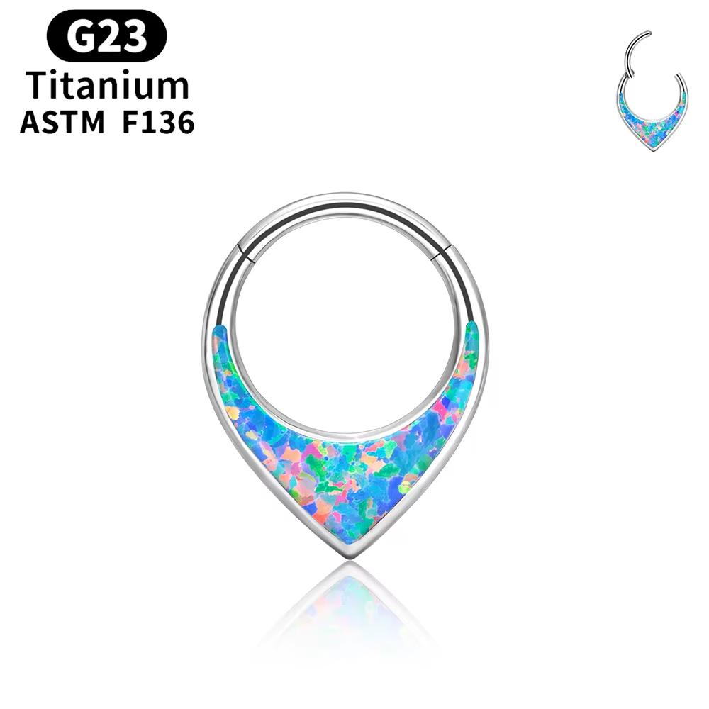 ASTM F136 Titanium Anodizing 16G Septum Hoop Ring Hinged Segment Nose Clicker Tragus Helix Daith Earring Piercing Zircon