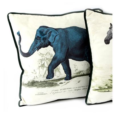 [A1429] - Designer Cushion 'Safari' Vintage Elephant - 40x40 Cm