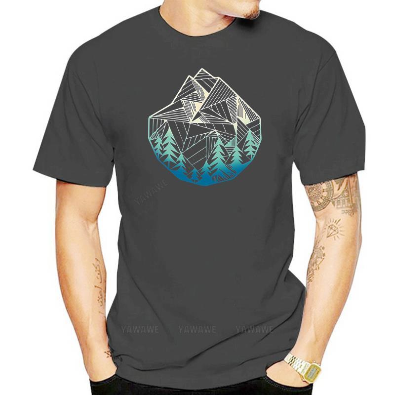 Fashion Mens Tshirts Casual Brand Short Sleeve Minimal Mountains Geometry T Shirt Teenager Cotton Teeshirt Vintage Style Tops