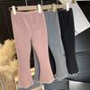 Girls' Bell Bottom Pants for Winter Stylish Children's Baby One-piece Velvet Pants Fashionable Wide Leg Pants