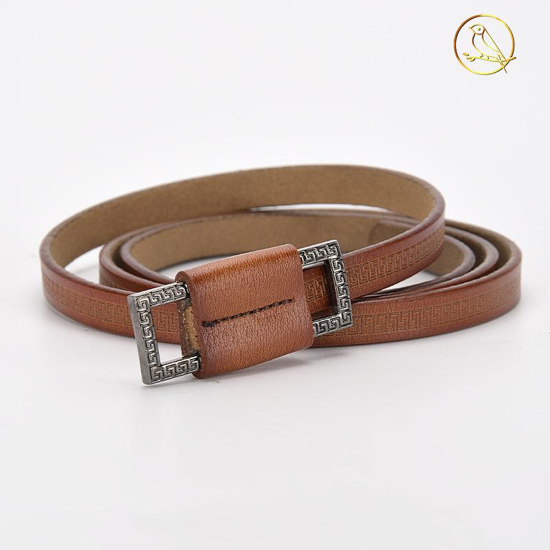 Leather Thin Belt Women'S Decorative Dress Waist Leather Knotted Belt Shirt Waist