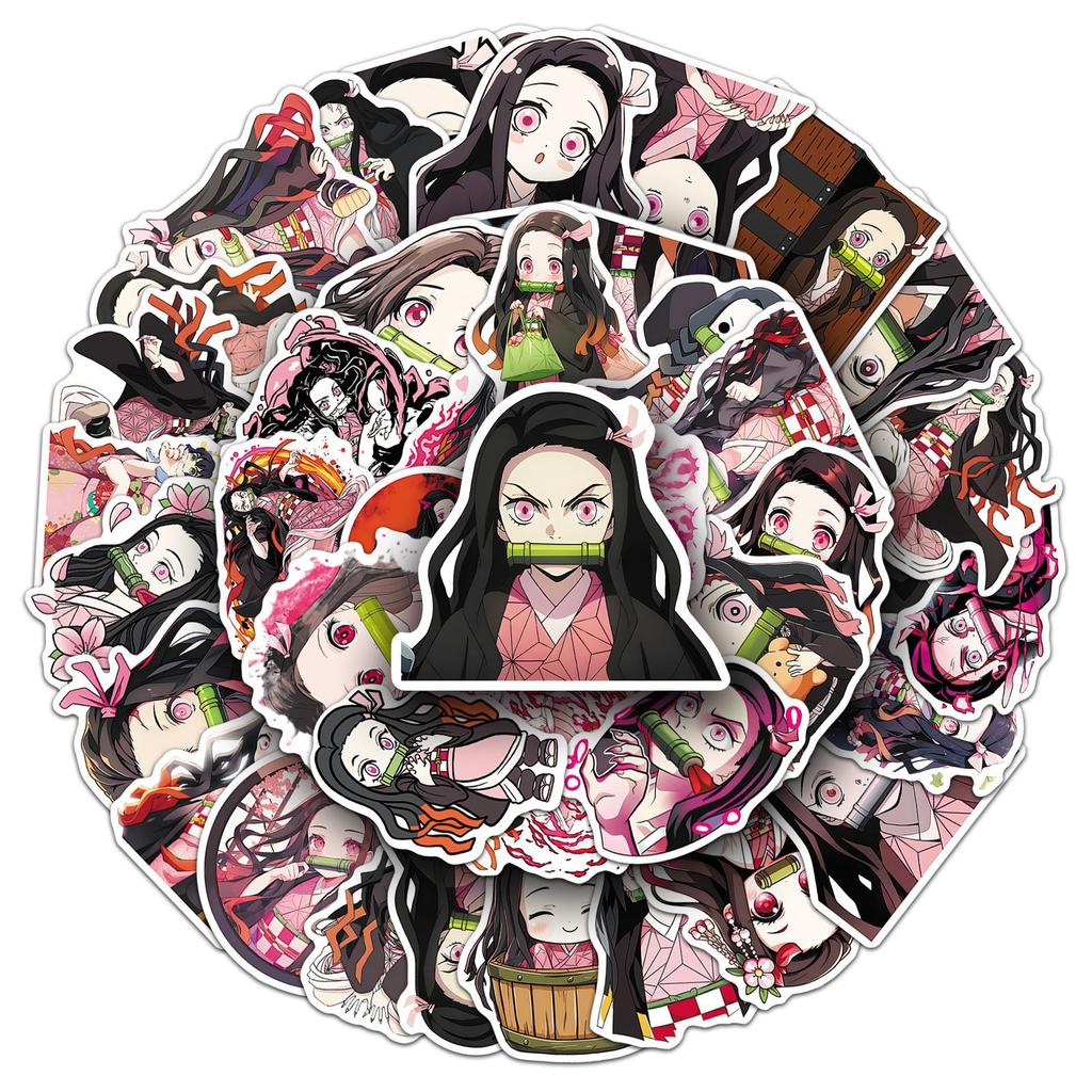 50pcs Kamado Nezuko Stickers Demon Slayer Blade Cartoon Graffiti Stickers DIY Phone Laptop Notebook Suitcase Waterproof Stickers