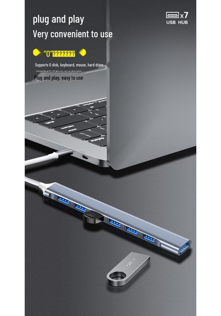 HUB 7-in-1 USB 3.0 Docking Station Multi-Port Expander for Computer and Laptop with TYPE-C