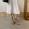 Autumn and winter new French retro inner height increase small square head short boots women's thin boots thick heel Chelsea boots women