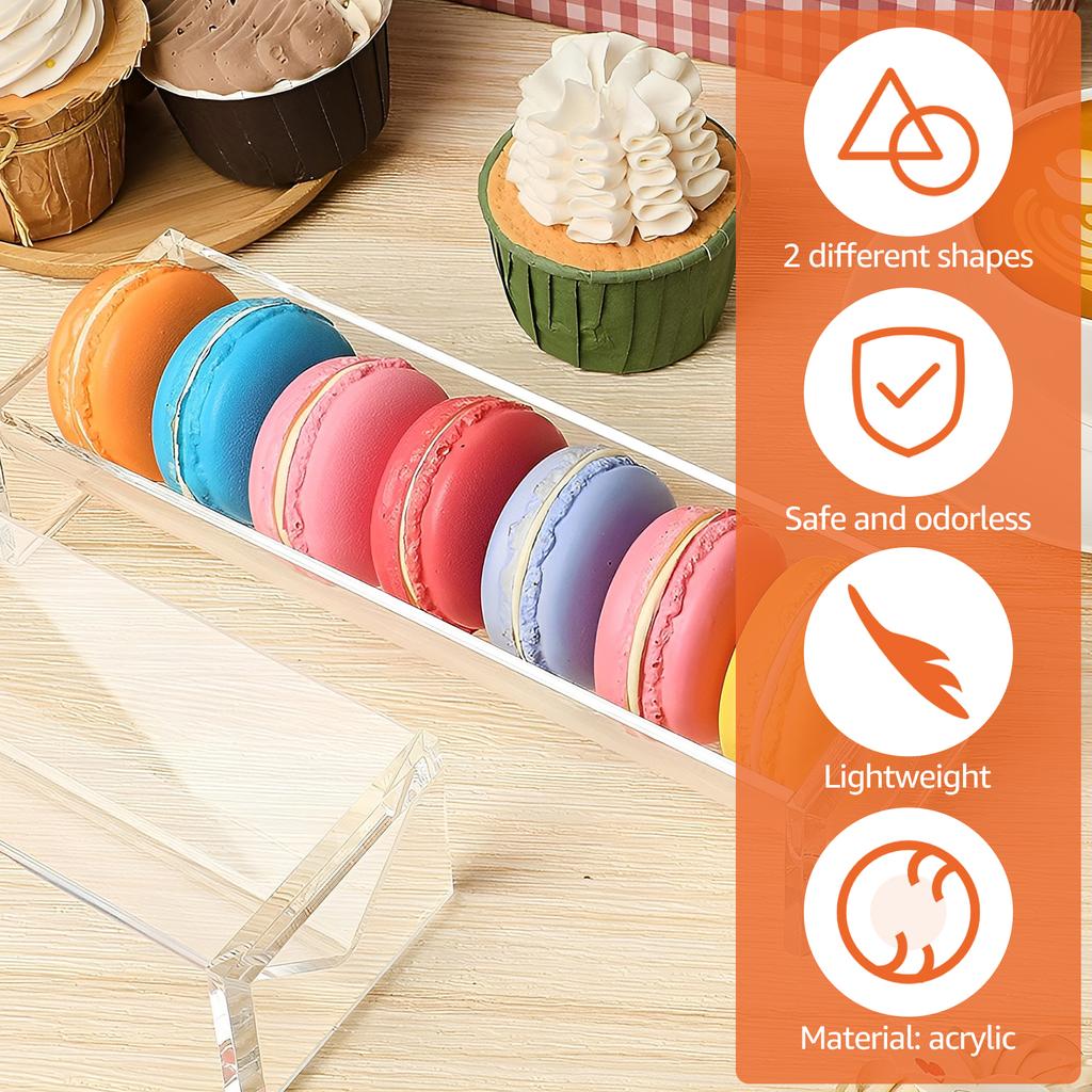 2Pcs Acrylic Food Display Stands Rectangular Clear Cracker Holder for Wedding Home Party Events Serving Snacks Donuts Bread
