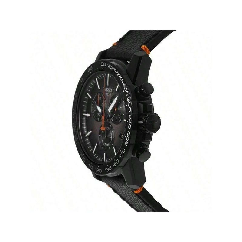 TISSOT Supersport Chrono Basketball Edition Men's Quartz Watch - Black Dial, Leather Strap, Luminous, 100M Waterproof, Model T125.617.36.081.00