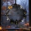 Holiday Festival Pendant Halloween Spider Web Wreath, Spooky Vine Branch Wreath with Ghost Castle Fall Harvest Hanging Ornament Bat for Front