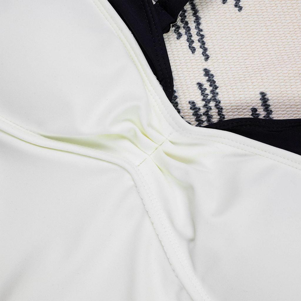 2025 Schicker europäischer & amerikanischer V-Ausschnitt Schwarz-Weiß Colorblock Einteiliger Badeanzug für Damen