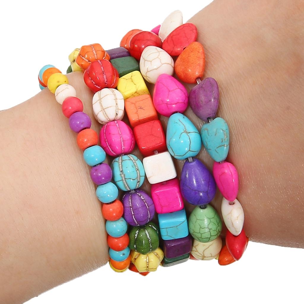 Synthetic Colour Turquoise Various Shapes of Colour Beads For Handmade Bracelet Necklace Keychain DIY Craft Jewelry Making Accessories