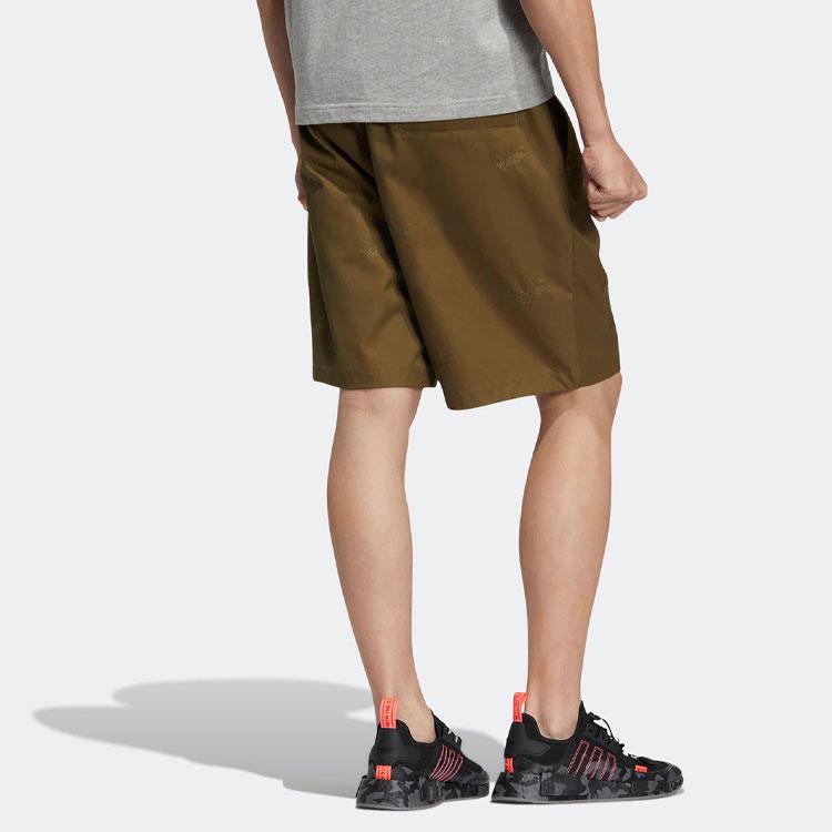 Adidas Originals Solid Color Logo Embroidery Print Straight Casual Shorts Men Bottoms Camel HS1911