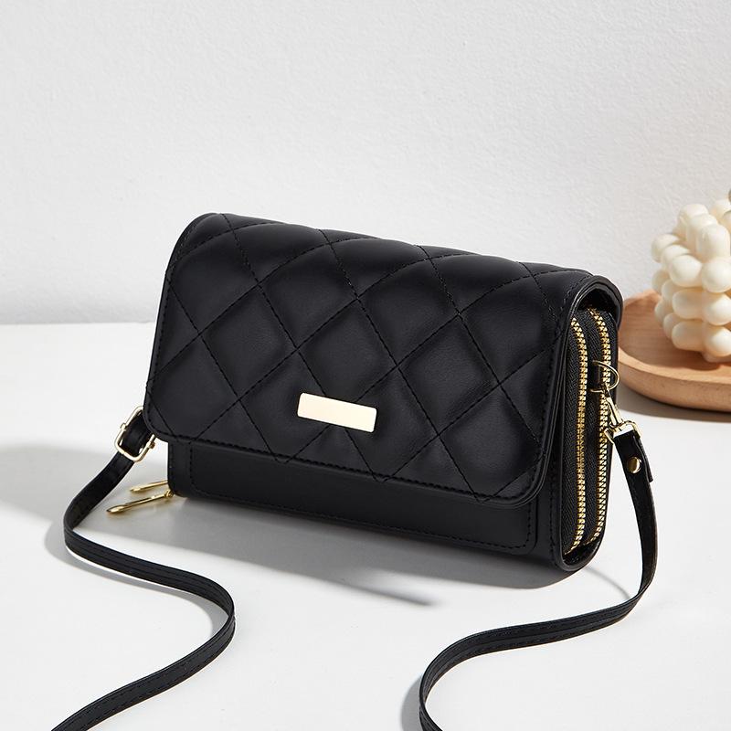 Versatile Double-layer Embroidered Mobile Phone Bag Women's Bag New Diamond Embroidered Small Fragrant Shoulder Bag Women's Messenger Bag