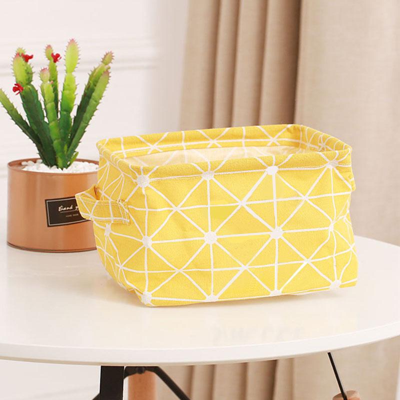 Fabric Cotton Linen Storage Small Square Box Desktop Debris Storage Basket Storage and Sorting Portable Storage Basket Storage Basket