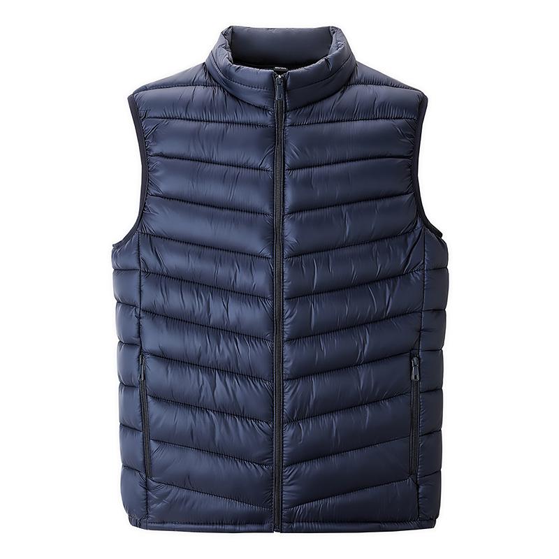 

Men s Lightweight Down Cotton Vest - Short, Stand-up Collar, Sleeveless, Casual, Warm Outerwear for Autumn/Winter 3XL (120-140 jin)