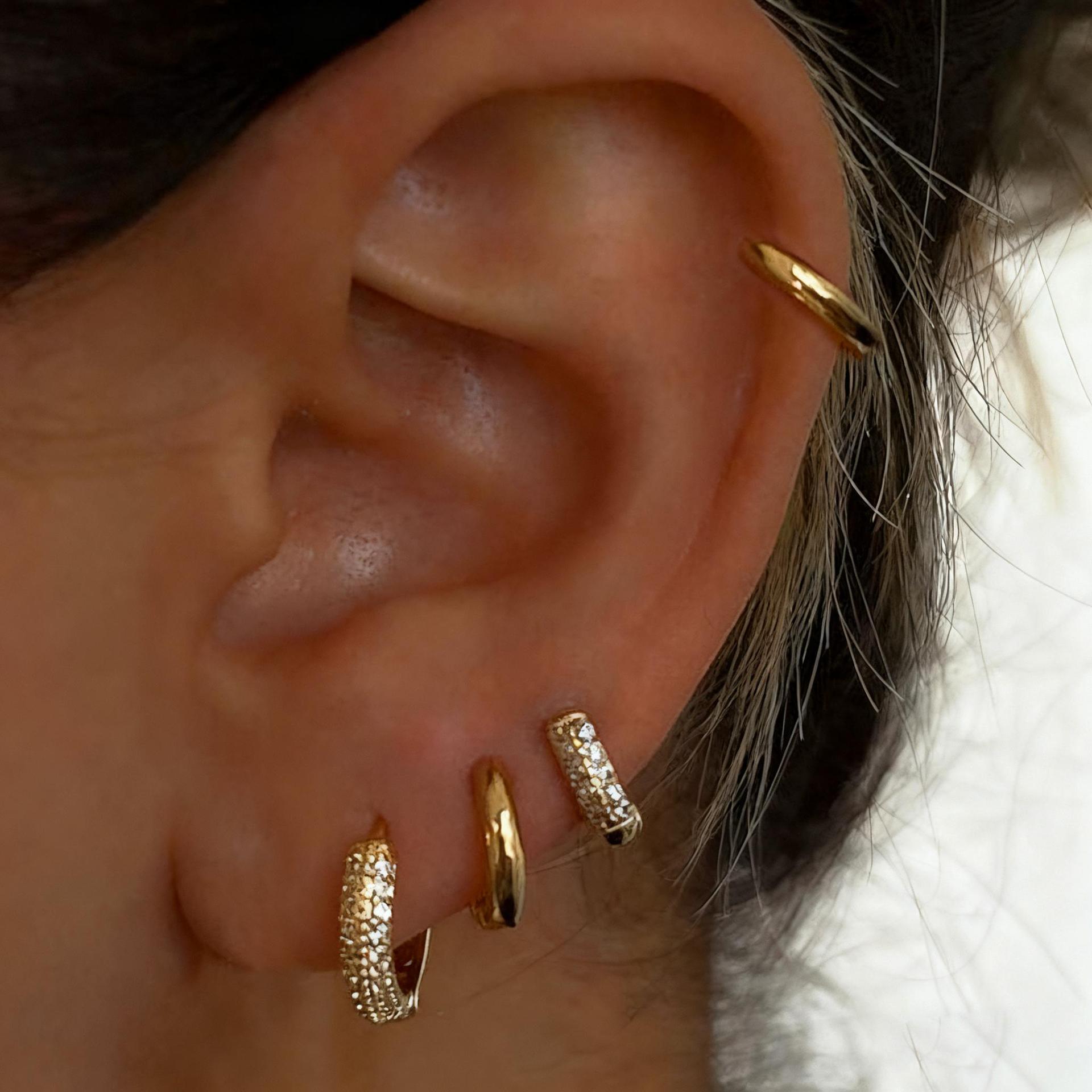 

4 Pcs Fashion Gold Plated Zircon Earring Set For Women Dainty Copper Cartilage Piercing Earring Female Party Daily Jewelry Gifts