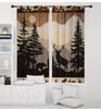 2pcs Rustic Forest Animal Curtains Vintage Bear Transparent Rod Hanging Living Room and Bedroom Decor, Curtains for Living Room