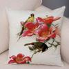 Birds And Flowers Double-sided Printed Pillow Cover Short Plush Suitable Living Rooms Bedrooms Sofas Throw Cushion Cover