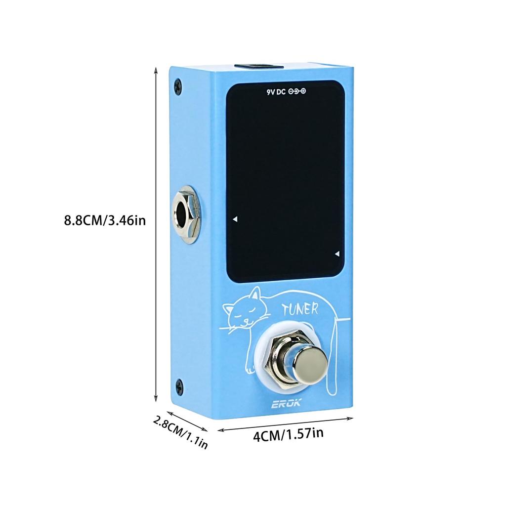 EROK Mini Tuner Pedal Compact Size Electric Guitar Bass Pitch LED Indicator True Bypass