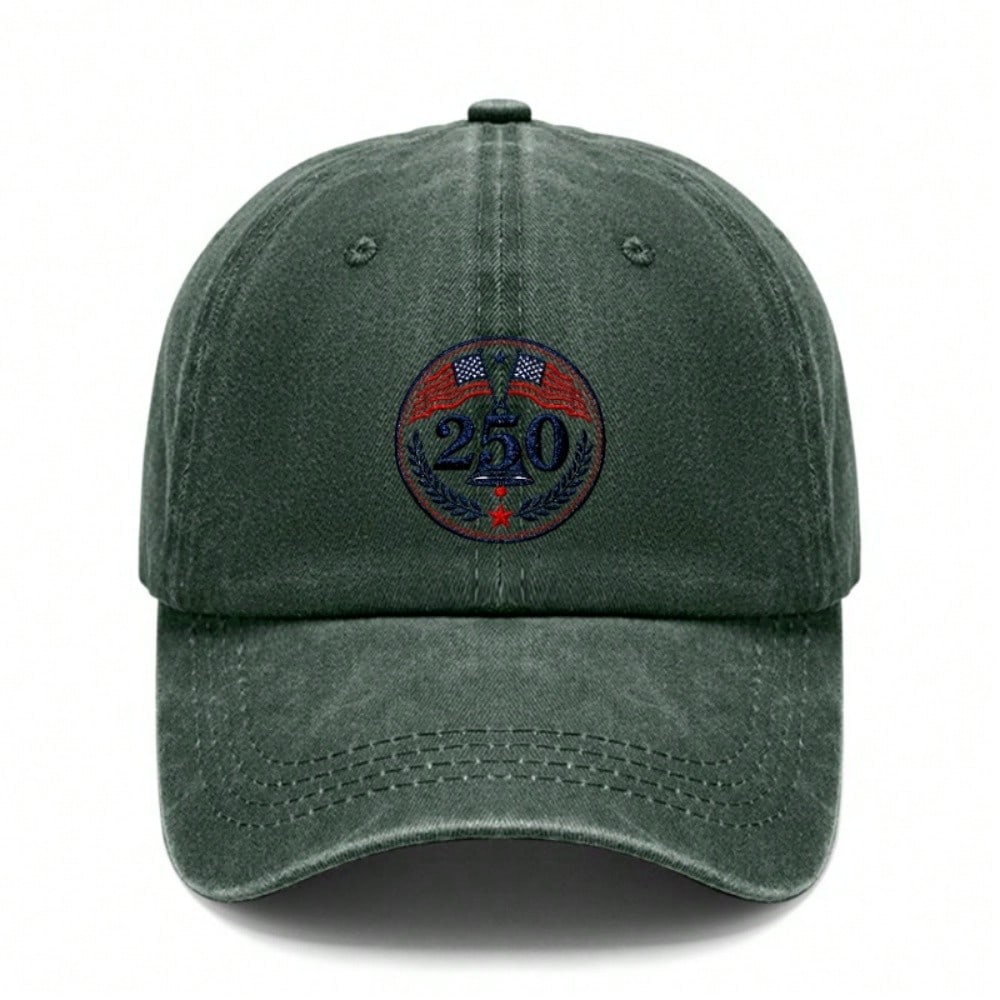 [250Th Anniversary Baseball Cap] Unisex Adult Adjustable Vintage Washed Print Polyester Sun Protection Lightweight Breathable Casual Outdoor Sports