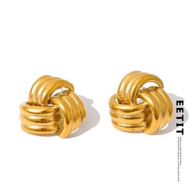 Klassische Geometrische Edelstahl Ohrstecker 18K PVD Plattiertes Metall Wasserdicht Damen Täglich Beliebter Modeschmuck Geschenk