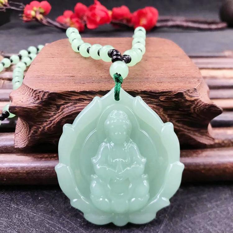 Imitace aventurínu Svetrový náhrdelník - Design zelí Guanyin od značek Wu Shi a Dragon & Phoenix