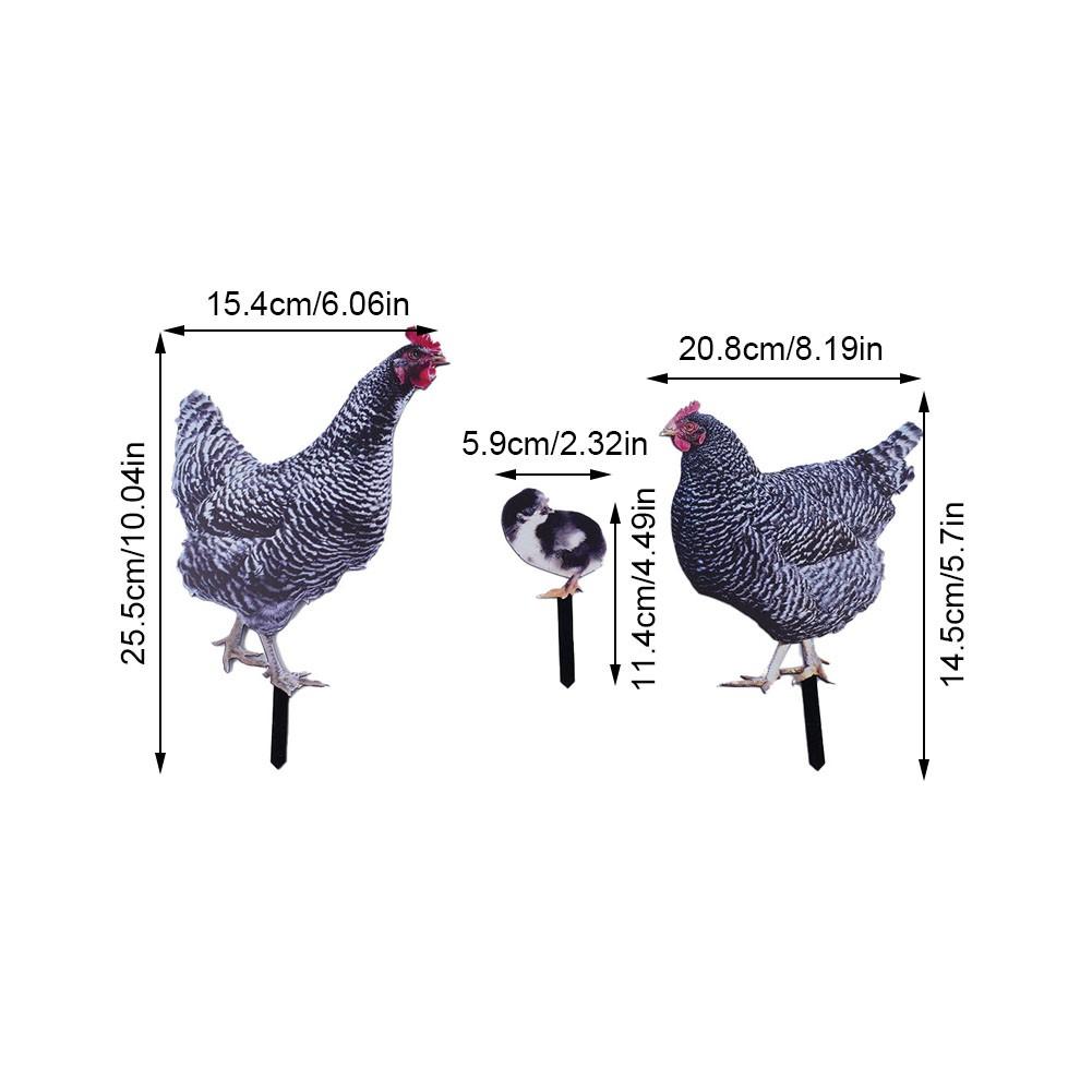 3pcs Chicken Home Decor Realistic Garden Sculpture Yard Art Rustic Outdoor Decor