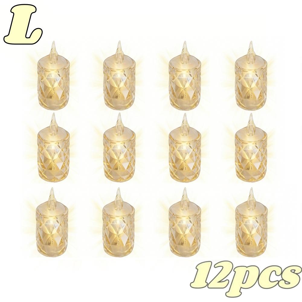4/24pc Crystal Flameless LED Candles Plastic Battery TeaLight with Realistic Flame for Home Holiday Wedding Party Tabletop Decor