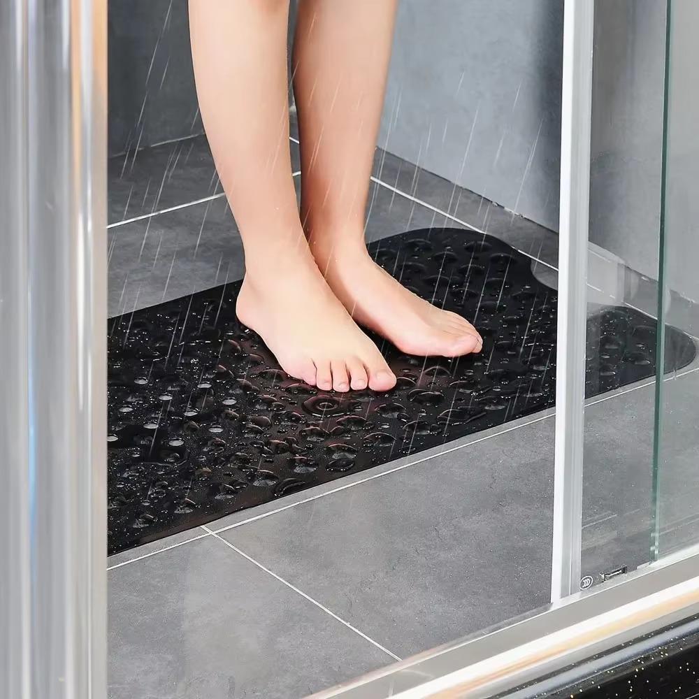 40x100cm Anti-Slip Bathtub Mat with Suckers Soft Non-Skid Shower Mat for Kids Elderly Massage Bathroom Rug Waterproof Floor Pad