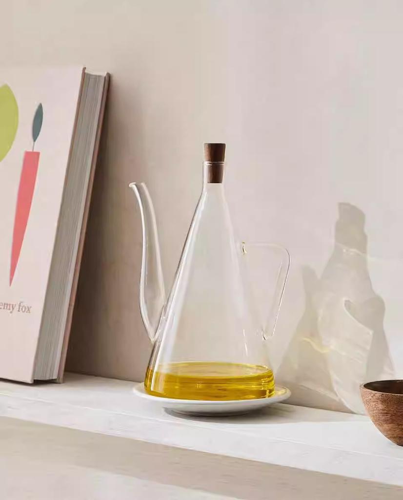 Glass oil pot Large capacity household kitchen soy sauce pot olive oil bottle kitchen storage