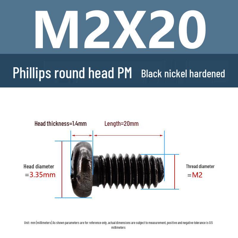 Yigu Schwarznickel Kohlenstoffstahl PM Phillips Rundkopfschrauben m2-m4 Senkkopfmaschinenschrauben für Elektronik