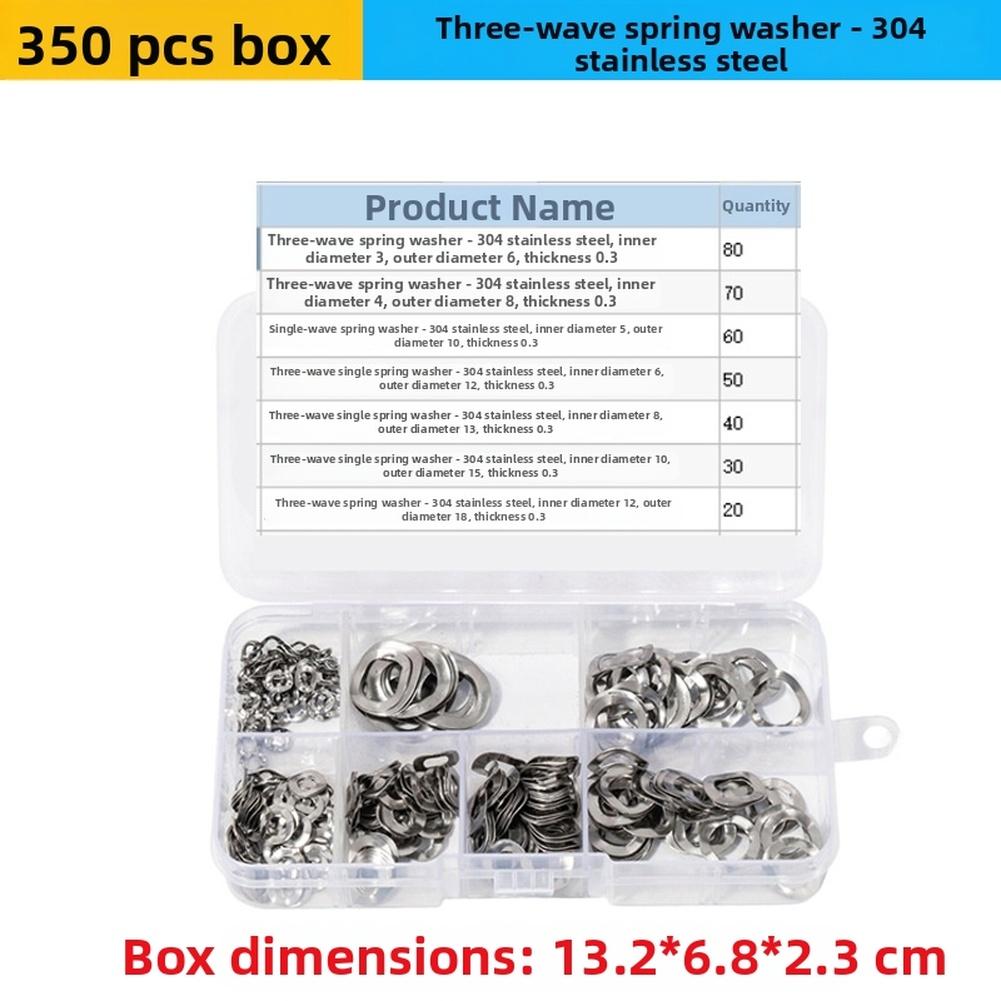 

350pcs/set Stainless Steel Three Wave Spring Washers For Bolts Screws Workshop Equipment Accessories China Mainland