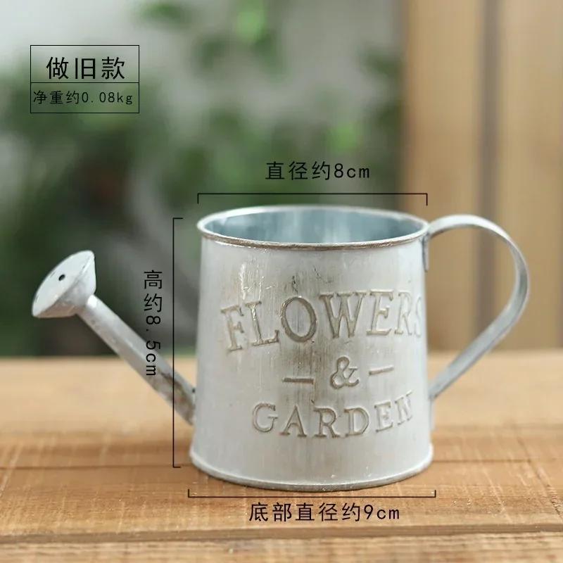 

Retro Small Iron Watering Can Home Garden Ornaments Creative Home Decoration Iron Bucket Pots for Flowers