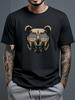 Bär mit amerikanischer Flagge T-Shirt Casual Harajuku O-Ausschnitt Streetwear Hip Hop Vintage Kurzarm 100% Baumwolle Tägliche Mode Tops
