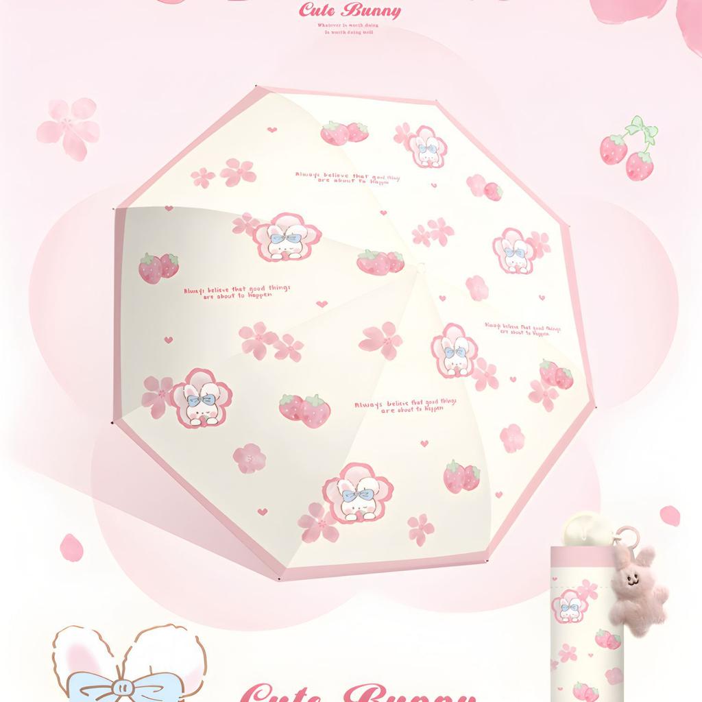 Tri-fold eversion cute fun cartoon umbrella professional digital flower umbrella vinyl sunscreen sun umbrella