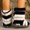 Fashion Black White Striped Snow Boots Women Soft Furry Keep Warm Snow Boots for Woman Winter 2025 Non Slip Short Plush Botas Lady