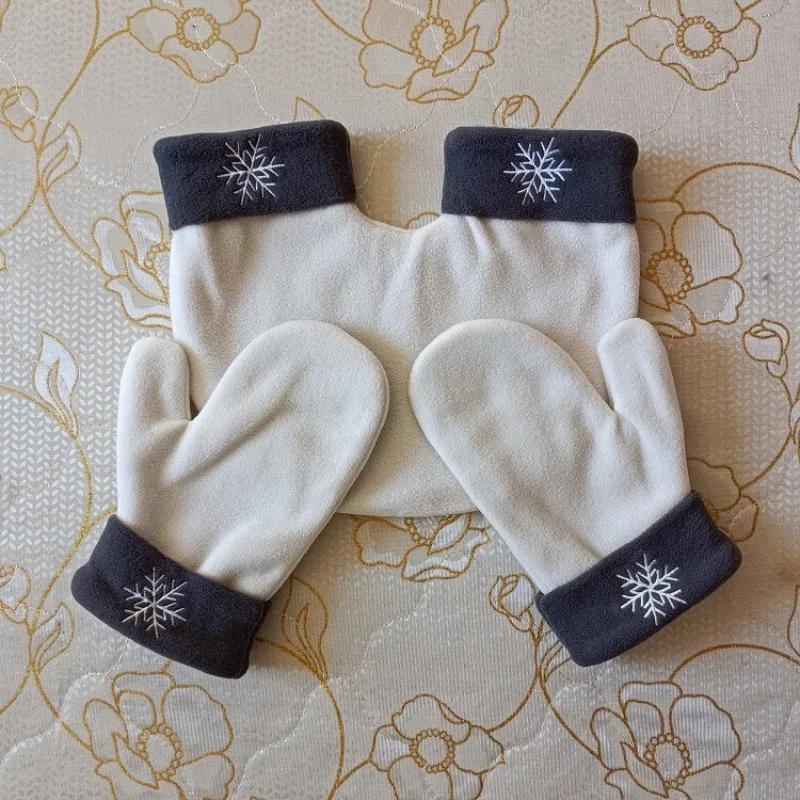 

Christmas Gift Couple Gloves 2025 Winter Polar Fleece Lover Mittens Thickened Warm Romantic Matching His and Hers Provide Warmth белый