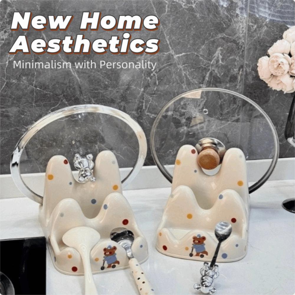 Multifunctional Pot Lid Holder Cartoon Kitchen Storage Holder Cooking Utensil Holder Kitchen Tools
