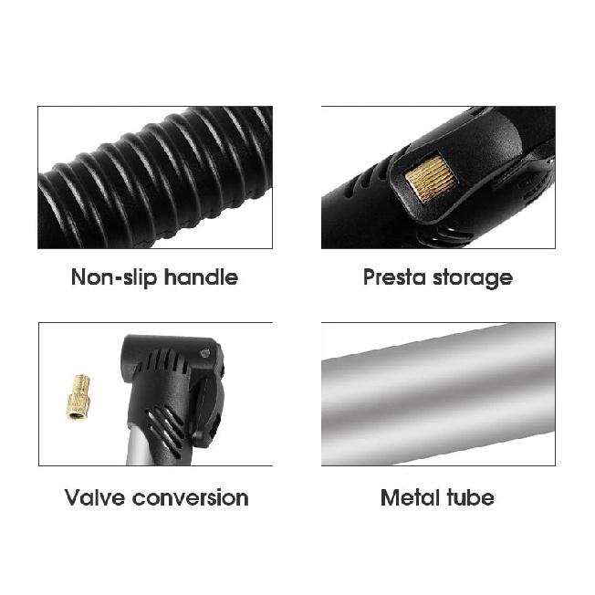 Bicycle Pump Portable Silver Pump Road Mountain Bike Pump Riding Tire Filling Pump Riding Equipment Outdoor Equipment