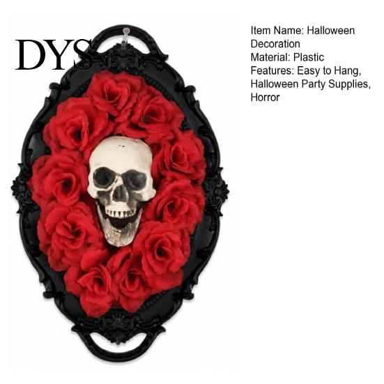Halloween Spider Web Skull Decor Gothic Wall Decoration, Vintage Red Rose Frame Sculpture, Ornament Horror Art for Holiday Party Spooky