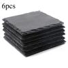 6Pcs Natural Slate Drink Coasters Black Stone Insulation Cup Coaster for Coffee Table, Home Kitchen, Bar