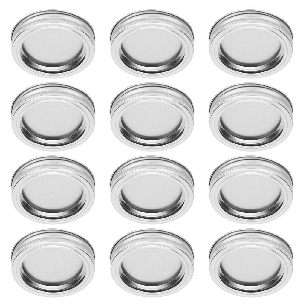 12pcs 70mm Round Regular Mouth SplitType Jar Lid Container Sealing Cover for Spice Honey Canning(XH00177 Silver )