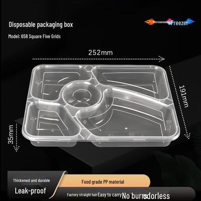 Disposable 5-Compartment Microwaveable Lunch Boxes (150 Sets)