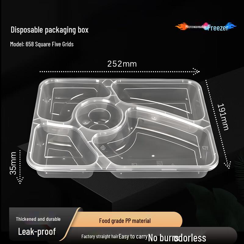 

Disposable 5-Compartment Microwaveable Lunch Boxes (150 Sets)