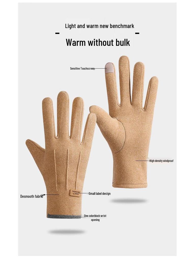 Unisex Velvet-Lined Fingerless Gloves: Warm, Cold-Proof, Wear-Resistant, Touchscreen-Compatible for Outdoor Cycling in Autumn and Winter.