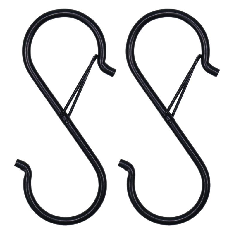 2/4/10 Pcs Metal S-Shape Spring Hook Kitchen Pot Rack Room Bags Clothes Towels Closet Rod S Hanger Hooks With Buckle Garden Hang