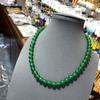 Star Same Retro Natural Emerald 8M Round Bead Necklace Natural Texture Green Glazed Necklace Classical Elegance