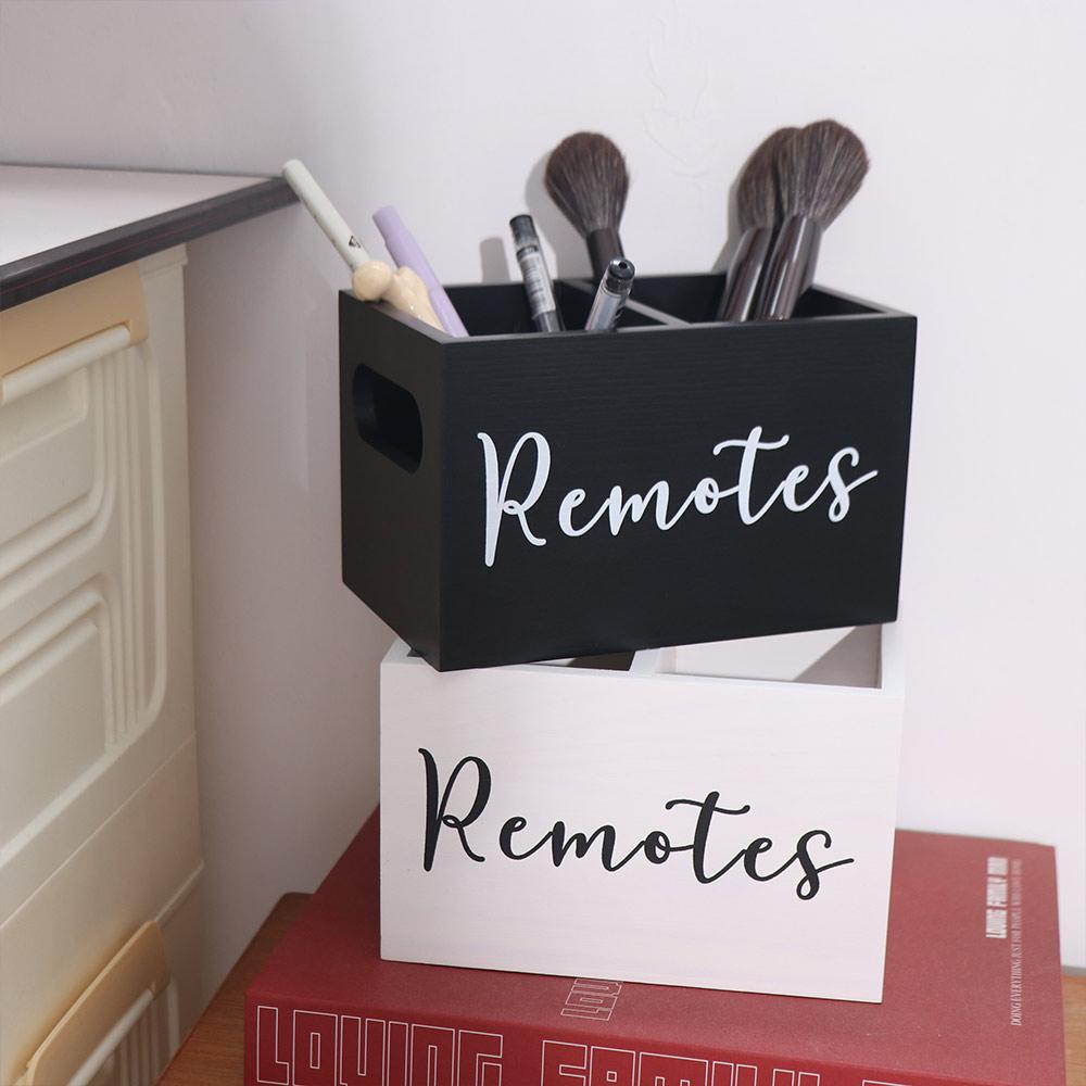 2 Compartments Desktop Storage Box Portable Wooden Partition Storage Box Home Organization