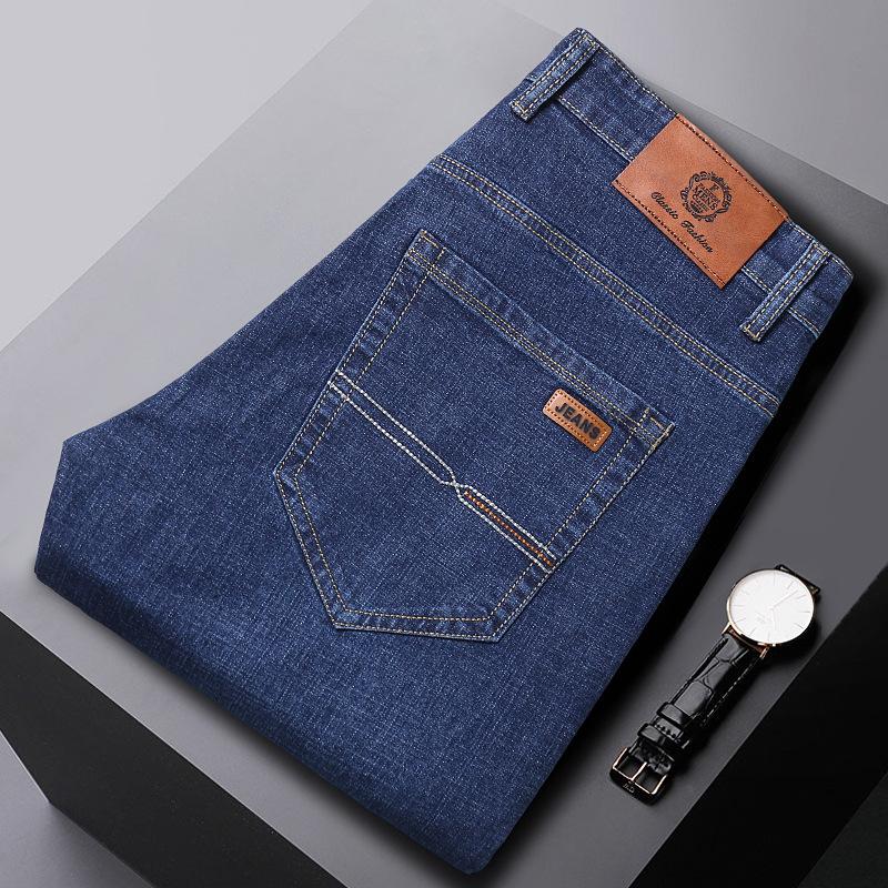 Spring/Autumn Style Denim Trousers for Men Loose-Fit Straight Leg Stretch Slim-Fit Casual Trousers Men's Wear