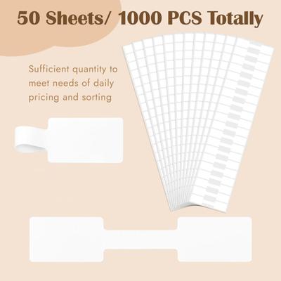 1000 Piezas Etiquetas de Joyería Autoadhesivas Rectangulares Etiquetas para Anillos Resistentes al Desgarro Pegatinas de Etiqueta para Collar Pendiente Pulsera Precio Identificar