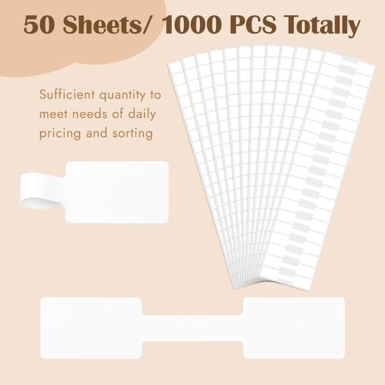 

1000 Pcs Jewelry Tags Self Adhesive Rectangle Ring Labels Tear-resistant Tag Stickers for Necklace Earring Bracelet Pricing Identify коричневий