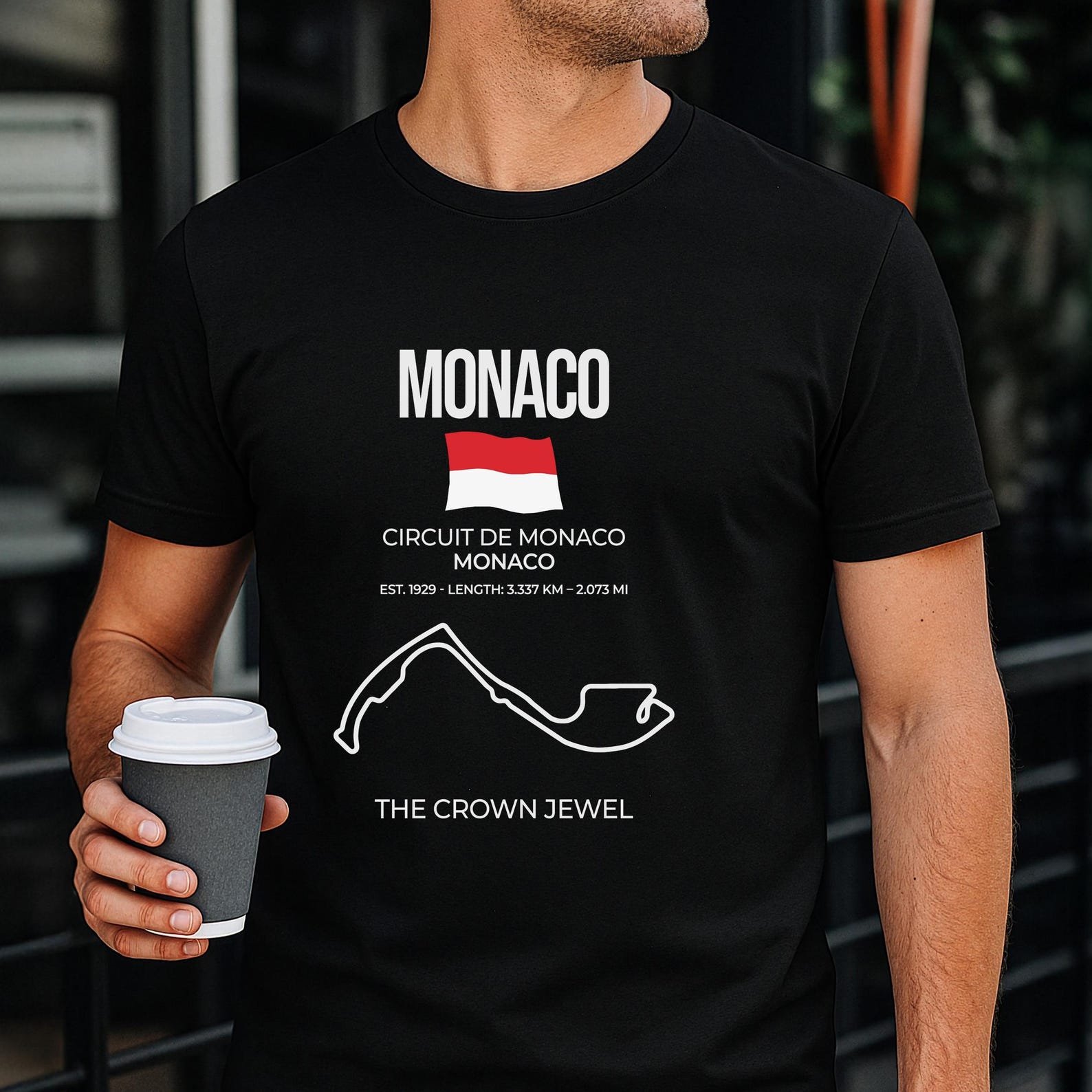 Monaco Race Track Outline T-Shirt, Motorsport Fan Gift 4XL